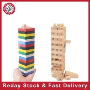 54 Pcs Wooden Number Stacking Block OR Jenga Tower Toy